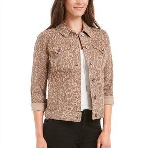 Leopard Print Stretch Denim Jacket